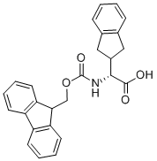 structure of CAS# 205526-40-5, (alphaR)-alpha-[[(9H-Fluoren-9-Ylmethoxy)Carbonyl]Amino]-2,3-Dihydro-1H-Indene-2-Acetic Acid;N-ALPHA-(9-FLUOROENYLMETHYLOXYCARBONYL)-D-2-INDANYLGLYCINE;N-ALPHA-(9-FLUORENYLMETHYLOXYCARBONYL)-D-2-INDANYLGLYCINE;N-ALPHA-(9-FLUORENYLMETHOXYCARBONYL)-D-2-INDANYL-GLYCINE