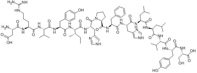 structure of CAS# 20845-02-7, 5-L-Isoleucine-Angiotensinogen(Tetradecapeptide Renin Substrate);RENIN SUBSTRATE TETRADECAPEPTIDE PORCINE;TETRADECAPEPTIDE RENIN SUBSTRATE (HORSE);ANGIOTENSINOGEN FRAGMENT 1-14 PORCINE