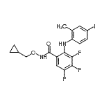 结构式 CAS# 212631-61-3, N-(环丙基甲氧基)-3,4,5-三氟-2-[(4-碘-2-甲基苯基)氨基]苯甲酰胺