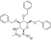structure of CAS# 214467-60-4, N-{(2R,3R,4R,5S,6R)-2-Azido-4,5-Bis(Benzyloxy)-6-[(Benzyloxy)Methyl]Tetrahydro-2H-Pyran-3-Yl}Acetamide;