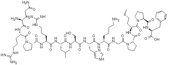 结构式 CAS# 217082-58-1, L-谷氨酰胺酰-L-精氨酰-L-脯氨酰-L-精氨酰-L-亮氨酰-L-丝氨酰-L-组氨酰-L-赖氨酰甘氨酰-L-脯氨酰-L-蛋氨酰脯氨酰-L-苯丙氨酸