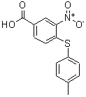 structure of CAS# 219929-89-2, 4-[(4-Methylphenyl)Sulfanyl]-3-Nitrobenzoic Acid;3-Nitro-4-p-tolylsulfanyl-benzoic acid;4-[(4-methylphenyl)sulfanyl]-3-nitrobenzenecarboxylic acid;BENZOIC ACID,4-[(4-METHYLPHENYL)THIO]-3-NITRO-