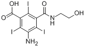 structure of CAS# 22871-58-5, 5-Amino-N-(2-Hydroxyethyl)-2,4,6-Triiodoisophthalamic Acid;IOXILAN   RELATED  COMPOUND  A (100 MG)  (5-AMINO-2,4,6-TRIIODO-3  N-(2-HYDROXYETHYL)CARBA-MOYL BENZOIC ACID);IOXILAN RELATED COMPOUND A (100 MG) (5-AMINO-2,4,6-TRIIODO-3 N-(2-HYDROXYETHYL)CARBA-MOYL BENZOIC ACID);3-AMINO-5-[(2-HYDROXYETHYL)CARBAMOYL]-2,4,6-TRIIODOBENZOIC ACID