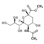 structure of CAS# 22900-11-4, Methyl (6R)-5-acetamido-3,5-dideoxy-6-[(1R,2R)-1,2,3-trihydroxypropyl]-alpha-L-threo-hex-2-ulopyranosonate;N-Acetylneuraminic Acid Methyl Ester;N-ACETYL-NEURAMINIC ACID METHYL ESTER;n-acetylneuraminicacidmethylester