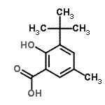 structure of CAS# 23050-96-6, 2-Hydroxy-5-Methyl-3-(2-Methyl-2-Propanyl)Benzoic Acid;3-(1,1-dimethylethyl)-2-hydroxy-5-methyl-benzoic acid