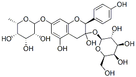 结构式 CAS# 2392-95-2, 山柰酚-3-O-beta-D-吡喃葡萄糖基-7-O-alpha-L-吡喃鼠李糖苷