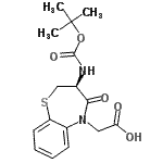 structure of CAS# 250349-13-4, [(3S)-3-({[(2-Methyl-2-Propanyl)Oxy]Carbonyl}Amino)-4-Oxo-3,4-Dihydro-1,5-Benzothiazepin-5(2H)-Yl]Acetic Acid;(S)-3-Boc<wbr>-amino-5-<wbr>(carbonyl<wbr>methyl)-2<wbr>,3-dihydr<wbr>o-1,5-ben<wbr>zothiazep<wbr>in-4(5H)-<wbr>one;(S)-3-BOC<wbr>-AMINO-5-<wbr>(CARBOXYM<wbr>ETHYL)-2,<wbr>3-DIHYDRO<wbr>-1,5-BENZ<wbr>OTHIAZEPI<wbr>N-4(5H)-O<wbr>NE