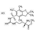 structure of CAS# 257288-19-0, Methyl N<Sup>5</Sup>-{N-[(2,2,4,6,7-Pentamethyl-2,3-Dihydro-1-Benzofuran-5-Yl)Sulfonyl]Carbamimidoyl}-L-Ornithinate Hydrochloride (1:1);H-Arg(Pbf)-Ome HCl