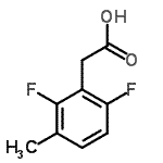 structure of CAS# 261943-97-9, (2,6-Difluoro-3-Methylphenyl)Acetic Acid;2,6-DIFLUORO-3-METHYLPHENYLACETICACID;2,6-Diflu<wbr>oro-m-tol<wbr>ylacetic <wbr>acid, 3-(<wbr>Carboxyme<wbr>thyl)-2,4<wbr>-difluoro<wbr>toluene;MFCD01631338