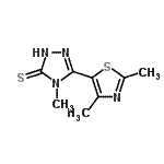 structure of CAS# 263157-05-7, 5-(2,4-Dimethyl-1,3-Thiazol-5-Yl)-4-Methyl-2,4-Dihydro-3H-1,2,4-Triazole-3-Thione;2,4-Dimet<wbr>hyl-5-(4-<wbr>methyl-3-<wbr>sulphanyl<wbr>-4H-1,2,4<wbr>-triazol-<wbr>5-yl)-1,3<wbr>-thiazole;5-(2,4-Di<wbr>methyl th<wbr>iazol-5-y<wbr>l)-4-meth<wbr>yl-4H-[1,<wbr>2,4]TRIAZ<wbr>OLE-3-thi<wbr>ol;5-(2,4-Di<wbr>methyl th<wbr>iazol-5-y<wbr>l)-4-meth<wbr>yl-4H-1,2<wbr>,4-triazo<wbr>le-3-thiol
