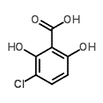 structure of CAS# 26754-77-8, 3-Chloro-2,6-Dihydroxybenzoic Acid;3-Chloro-2,6-dihydroxybenzoic Acid;3-CHLORO-2,6-DIHYDROXYBENZOICACID