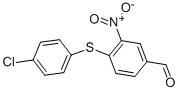 structure of CAS# 270262-96-9, 4-(4-Chlorophenylthio)-3-Nitrobenzaldehyde;4-[(4-CHLOROPHENYL)SULFANYL]-3-NITROBENZENECARBALDEHYDE;4-(4-CHLORO-PHENYLSULFANYL)-3-NITRO-BENZALDEHYDE;4-(4-CHLOROPHENYLTHIO)-3-NITROBENZALDEHYDE