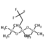 structure of CAS# 27703-88-4, 1,1,1,3,5,5,5-Heptamethyl-3-(3,3,3-Trifluoropropyl)Trisiloxane;1,1,1,3,5,5,5-Heptamethyl-3-(3,3,3-trifluorpropyl)trisiloxan;3-(3,3,3-Trifluoropropyl)heptamethyltrisiloxane;3-(3,3,3-Trifluoropropyl)heptamethyltrisiloxane 97%
