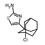 structure of CAS# 28599-75-9, 4-(3-Chloroadamantan-1-Yl)-1,3-Thiazol-2-Amine;4-(3-Chloro-adamantan-1-yl)-thiazol-2-ylamine;4-(3-chloroadamantanyl)-1,3-thiazole-2-ylamine;4-(3-chlorotricyclo[3.3.1.1<sup>3,7</sup>]dec-1-yl)-1,<wbr>3-thiazol<wbr>-2-amine