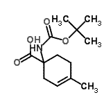 structure of CAS# 289914-86-9, 4-Methyl-1-({[(2-Methyl-2-Propanyl)Oxy]Carbonyl}Amino)-3-Cyclohexene-1-Carboxylic Acid;1-((tert-<wbr>butoxycar<wbr>bonyl)ami<wbr>no)-4-met<wbr>hylcycloh<wbr>ex-3-enec<wbr>arboxylic<wbr> acid;1-(tert-B<wbr>utoxycarb<wbr>onylamino<wbr>)-4-methy<wbr>lcyclohex<wbr>-3-ene-1-<wbr>carboxyli<wbr>c acid;1-Amino-4<wbr>-methylcy<wbr>clohex-3-<wbr>ene-1-car<wbr>boxylic a<wbr>cid, N-BO<wbr>C protect<wbr>ed