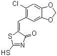 结构式 CAS# 292172-54-4, (5E)-5-[(6-氯-1,3-苯并二氧戊环-5-基)亚甲基]-2-硫基-1,3-噻唑-4(5H)-酮