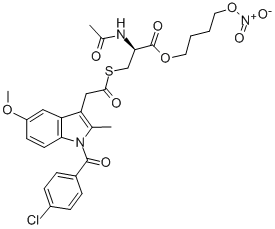 结构式 CAS# 301838-28-8, N-乙酰基-D-半胱氨酸 4-(硝基氧基)丁基酯 1-(4-氯苯甲酰基)-5-甲氧基-2-甲基-1H-吲哚-3-乙酸酯