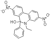 structure of CAS# 302911-79-1, 5-Ethyl-5,6-dihydro-3,8-dinitro-6-phenyl-6-phenanthridinol