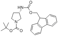 结构式 CAS# 307531-88-0, (S)-(+)-N-叔丁氧羰基-3-N-芴甲氧羰基-氨基吡咯烷