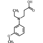 structure of CAS# 307923-93-9, N-Ethyl-N-(3-Methoxyphenyl)-beta-Alanine;3-(ethyl(3-methoxyphenyl)amino)propanoic acid;3-(ethyl-3-methoxyanilino)propanoic acid;3-[ethyl(3-methoxyphenyl)amino]propanoic acid