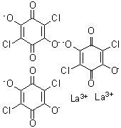 structure of CAS# 32607-23-1, Chloranilic Acid Lanthanum Salt;2,5-Dichloro-3,6-Dioxo-Cyclohexa-1,4-Diene-1,4-Diolate;Lanthanum(+3) Cation;2,5-Dichloro-3,6-Diketo-Cyclohexa-1,4-Diene-1,4-Diolate;Lanthanum(+3) Cation;2,5-Cyclohexadiene-1,4-Dione, 2,5-Dichloro-3,6-Dihydroxy-, Lanthanum(3+) Salt (3:2)