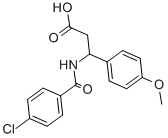 structure of CAS# 332052-54-7, (3R)-3-[(4-Chlorobenzoyl)Amino]-3-(4-Methoxyphenyl)Propionic Acid;(3R)-3-[[(4-Chlorophenyl)-Oxomethyl]Amino]-3-(4-Methoxyphenyl)Propanoate;(3R)-3-[(4-Chlorobenzoyl)Amino]-3-(4-Methoxyphenyl)Propionate;(3R)-3-[(4-Chlorophenyl)Carbonylamino]-3-(4-Methoxyphenyl)Propanoate