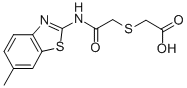 structure of CAS# 332383-09-2, 2-[[2-[(6-Methyl-2-Benzothiazolyl)Amino]-2-Oxoethyl]Thio]-Acetic Acid;2-[2-[(6-Methyl-1,3-Benzothiazol-2-Yl)Amino]-2-Oxo-Ethyl]Sulfanylacetate;2-[[2-[(6-Methyl-1,3-Benzothiazol-2-Yl)Amino]-2-Oxoethyl]Thio]Acetate;2-[[2-Keto-2-[(6-Methyl-1,3-Benzothiazol-2-Yl)Amino]Ethyl]Thio]Acetate