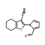 structure of CAS# 352553-63-0, 2-(2-Formyl-1H-Pyrrol-1-Yl)-4,5,6,7-Tetrahydro-1-Benzothiophene-3-Carbonitrile;2-(2-form<wbr>yl-1H-pyr<wbr>rol-1-yl)<wbr>-4,5,6,7-<wbr>tetrahydr<wbr>o-1-benzo<wbr>thiophene<wbr>-3-carbon<wbr>itrile;2-(2-form<wbr>ylpyrroly<wbr>l)-4,5,6,<wbr>7-tetrahy<wbr>drobenzo[<wbr>b]thiophe<wbr>ne-3-carb<wbr>onitrile;MFCD00436081