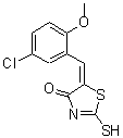 结构式 CAS# 352700-55-1, (5E)-5-(5-氯-2-甲氧基苄亚基)-2-硫基-1,3-噻唑-4(5H)-酮