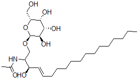 结构式 CAS# 35823-61-1, N-[(E,3R)-3-羟基-1-[(2S,3R,4S,5R,6R)-3,4,5-三羟基-6-(羟基甲基)四氢吡喃-2-基]氧基十八碳-4-烯-2-基]乙酰胺