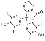 structure of CAS# 386-17-4, Tetraiodophenolphthalein;Disodium 2-[(3,5-Diiodo-4-Oxido-Phenyl)-(3,5-Diiodo-4-Oxo-1-Cyclohexa-2,5-Dienylidene)Methyl]Benzoate;Disodium 2-[(3,5-Diiodo-4-Keto-1-Cyclohexa-2,5-Dienylidene)-(3,5-Diiodo-4-Oxido-Phenyl)Methyl]Benzoate;Antinosin