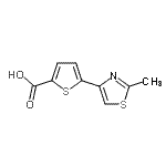 structure of CAS# 400715-45-9, 5-(2-Methyl-1,3-Thiazol-4-Yl)-2-Thiophenecarboxylic Acid;2-THIOPHENECARBOXYLICACID, 5-(2-METHYL-4-THIAZOLYL)-;5-(2-Methyl-1,3-thiazol-4-yl)-2-thiophenecarboxylic acid #;5-(2-METHYL-1,3-THIAZOL-4-YL)-2-THIOPHENECARBOXYLICACID