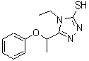 structure of CAS# 403990-82-9, 4-Ethyl-5-(1-Phenoxyethyl)-4H-1,2,4-Triazole-3-Thiol;4-Ethyl-5-(1-phenoxy-ethyl)-4H-[1,2,4]triazole-3-thiol;4-ethyl-5<wbr>-(1-pheno<wbr>xyethyl)-<wbr>4H-1,2,4-<wbr>triazol-3<wbr>-yl hydro<wbr>sulfide;4-Ethyl-5-(1-phenoxyethyl)-4H-1,2,4-triazole-3-thiol