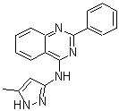structure of CAS# 404828-08-6, N-(5-Methyl-1H-Pyrazol-3-Yl)-2-Phenyl-4-Quinazolinamine;(5-Methyl-1H-pyrazol-3-yl)-(2-phenylquinazolin-4-yl)amine;(5-Methyl-1H-pyrazol-3-yl)-(2-phenyl-quinazolin-4-yl)-amine;GSK-3 Inhibitor XIII
