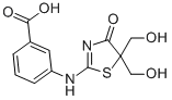 structure of CAS# 436088-77-6, 3-(5,5-Bis-Hydroxymethyl-4-Oxo-4,5-Dihydro-Thiazol-2-Ylamino)-Benzoic Acid;3-[[5,5-Bis(Hydroxymethyl)-4-Oxo-Thiazol-2-Yl]Amino]Benzoate;3-[[5,5-Bis(Hydroxymethyl)-4-Oxo-2-Thiazolyl]Amino]Benzoate;3-[(4-Keto-5,5-Dimethylol-Thiazol-2-Yl)Amino]Benzoate