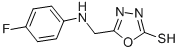 structure of CAS# 436095-85-1, 5-[(4-Fluoro-Phenylamino)-Methyl]-[1,3,4]Oxadiazole-2-Thiol;Asn 02709748;5-[(4-Fluoro-Phenylamino)-Methyl]-[1,3,4]Oxadiazole-2-Thiol;Zinc00874194