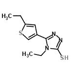structure of CAS# 438230-04-7, 4-Ethyl-5-(5-Ethyl-3-Thienyl)-4H-1,2,4-Triazole-3-Thiol;4-ethyl-5-(5-ethyl(3-thienyl))-1,2,4-triazole-3-thiol;4-Ethyl-5-(5-ethylthien-3-yl)-4H-1,2,4-triazole-3-thiol;4-ethyl-5-(5-ethylthiophen-3-yl)-4H-1,2,4-triazole-3-thiol