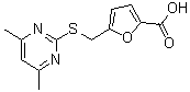 结构式 CAS# 438622-94-7, 5-{[(4,6-二甲基-2-嘧啶基)硫基]甲基}-2-糠酸