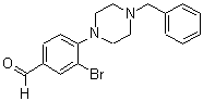 structure of CAS# 443777-04-6, 4-(4-Benzyl-1-Piperazino)-3-Bromo-Benzaldehyde;4-(4-BENZYL-1-PIPERAZINO)-3-BROMO-BENZALDEHYDE
