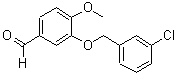 structure of CAS# 447428-98-0, 3-[(3-Chlorobenzyl)Oxy]-4-Methoxybenzaldehyde;3-[(3-Chlorobenzyl)oxy]-4-methoxybenzaldehyde;3-[(3-chlorophenyl)methoxy]-4-methoxybenzaldehyde;BENZALDEHYDE,3-[(3-CHLOROPHENYL)METHOXY]-4-METHOXY-