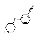 structure of CAS# 459819-37-5, 3-(4-Piperidinyloxy)Benzonitrile;3-(4-piperidyloxy)benzenecarbonitrile;3-(piperidin-4-yloxy)benzonitrile;3-(Piperidin-4-yloxy)-benzonitrile