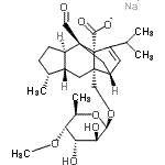结构式 CAS# 463356-00-5, 钠(1R,2S,4R,5R,8R,9S,11R)-2-{[(6-脱氧-4-O-甲基-beta-D-阿卓吡喃糖基)氧基]甲基}-9-甲酰基-13-异丙基-5-甲基四环[7.4.0.0<sup>2,11</sup>.0<sup>4,8</sup>]十三碳-12-烯-1-羧酸酯