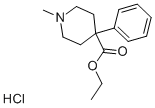 structure of CAS# 50-13-5, Meperidine Hydrochloride;Ethyl 1-Methyl-4-Phenyl-Piperidine-4-Carboxylate Hydrochloride;1-Methyl-4-Phenyl-4-Piperidinecarboxylic Acid Ethyl Ester Hydrochloride;1-Methyl-4-Phenyl-Isonipecotic Acid Ethyl Ester Hydrochloride
