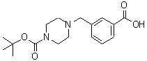 structure of CAS# 500013-38-7, 3-[[4-(Tert-Butoxycarbonyl)Piperazin-1-Yl]Methyl]Benzoic Acid;3-[[4-(TERT-BUTOXYCARBONYL)PIPERAZIN-1-YL]METHYL]BENZOIC ACID;3-[(PIPERAZIN-1-YL)METHYL]BENZOIC ACID, N4-BOC PROTECTED;N4-BOC-3-[(PIPERAZIN-1-YL)METHYL]BENZOIC ACID