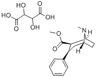 structure of CAS# 50372-80-0, (1R,2S,3S,5S)-8-Methyl-3-phenyl-8-azabicyclo[3.2.1]octane-2-carboxylic acid methyl ester;(1R,2S,3S,5S)-8-Methyl-3-Phenyl-8-Azabicyclo[3.2.1]Octane-2-Carboxylic Acid Methyl Ester;(+/-)-2B-Carbomethoxy-3B-Phenyltropane Tartrate;8-Azabicyclo[3.2.1]Octane-2-Carboxylic Acid, 8-Methyl-3-Phenyl-, Methyl Ester, (1R,2S,3S,5S)-