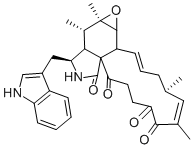 structure of CAS# 50645-76-6, Chaetoglobosin C;(7S,13E,16S,17E)-6,7-Epoxy-10-(1H-Indol-3-Yl)-16,18-Dimethyl-(13)Cytochalasa-13,17-Diene-1,19,20,23-Tetrone;3H-Cyclotridec(D)Oxireno(F)Isoindole-7,8,11,12(4H,13H)-Tetrone, 9,10,14,14A,15,15A,16A,16B-Octahydro-14-(1H-Indol-3-Yl)Methyl-4,6,15,15A-Tetramethyl-, (1E,4S,5E,11Ar,14S,14Ar,15S,15Ar,16Ss,16Br)-