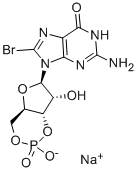 structure of CAS# 51116-01-9, 8-Bromoguanosine 3',5'-(Cyclic) Monophosphate Sodium Salt;2-Amino-8-Bromo-9-[(1S,6R,8R,9R)-3,9-Dihydroxy-3-Keto-2,4,7-Trioxa-3$L^{5}-Phosphabicyclo[4.3.0]Nonan-8-Yl]-3H-Purin-6-One;8-Br-Cgmp;8-Br-Cyclic Gmp