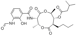structure of CAS# 522-70-3, Blastmycin;[(2R,3S,6S,7R,8R)-8-Butyl-3-[(3-Formamido-2-Hydroxy-Benzoyl)Amino]-2,6-Dimethyl-4,9-Dioxo-1,5-Dioxonan-7-Yl] 3-Methylbutanoate;3-Methylbutanoic Acid [(2R,3S,6S,7R,8R)-8-Butyl-3-[[(3-Formamido-2-Hydroxyphenyl)-Oxomethyl]Amino]-2,6-Dimethyl-4,9-Dioxo-1,5-Dioxonan-7-Yl] Ester;3-Methylbutyric Acid [(2R,3S,6S,7R,8R)-8-Butyl-3-[(3-Formamido-2-Hydroxy-Benzoyl)Amino]-4,9-Diketo-2,6-Dimethyl-1,5-Dioxonan-7-Yl] Ester