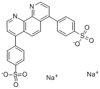 structure of CAS# 53744-42-6, Disodium 4-[7-(4-sulfonatophenyl)-1,10-phenanthrolin-4-yl]benzenesulfonate;1,10-Phenanthroline, 4,7-Di(Phenylsulfonic Acid)-, Disodium Salt;4,7-Di(4-Phenylsulfonic Acid)-1,10-Phenanthroline, Disodium Salt;Benzenesulfonic Acid, 4,4'-(1,10-Phenanthroline-4,7-Diyl)Bis-, Disodium Salt