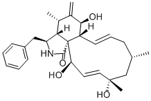 structure of CAS# 53760-20-6, Cytochalasin J;(11)Cytochalasa-6(12),13,19-Trien-1-One, 7,18,21-Trihydroxy-16,18-Dimethyl-10-Phenyl-, (All-)-;Deacetylcytochalasin H